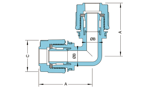 PFA Equal Elbow Union Fitting